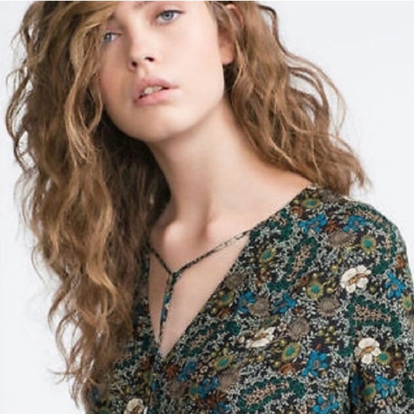 ZARA Floral Print Playsuit‎ Romper Dress Size XS Boho - Picture 3 of 10